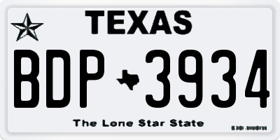 TX license plate BDP3934