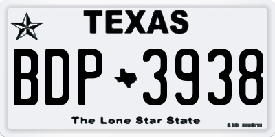 TX license plate BDP3938