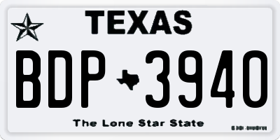 TX license plate BDP3940