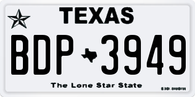 TX license plate BDP3949
