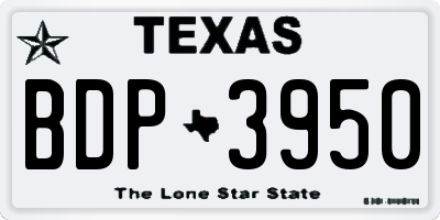 TX license plate BDP3950