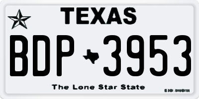 TX license plate BDP3953