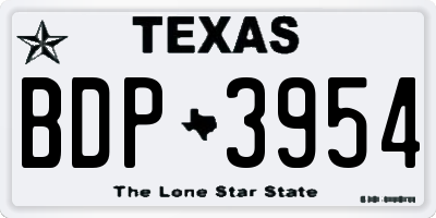 TX license plate BDP3954