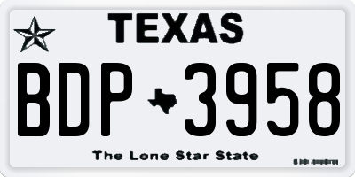 TX license plate BDP3958