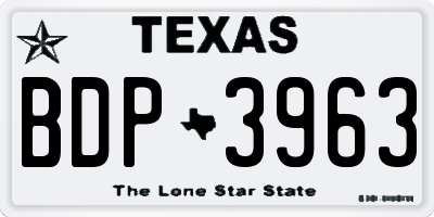 TX license plate BDP3963
