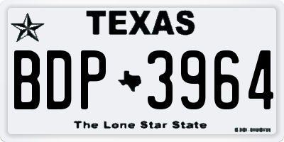 TX license plate BDP3964