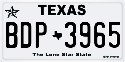 TX license plate BDP3965