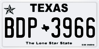TX license plate BDP3966