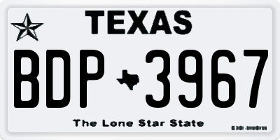 TX license plate BDP3967