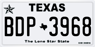 TX license plate BDP3968