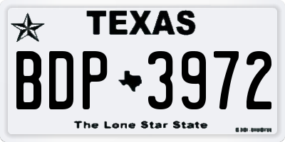 TX license plate BDP3972