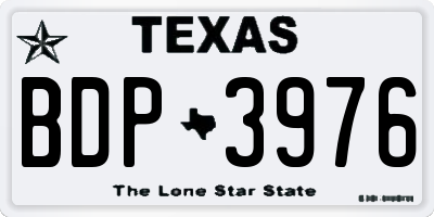 TX license plate BDP3976