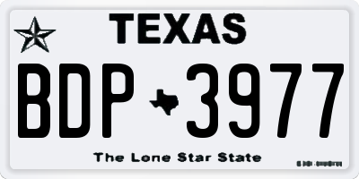 TX license plate BDP3977