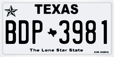 TX license plate BDP3981