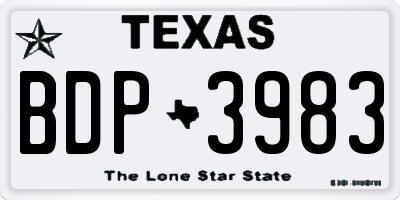 TX license plate BDP3983