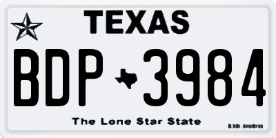 TX license plate BDP3984