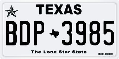 TX license plate BDP3985