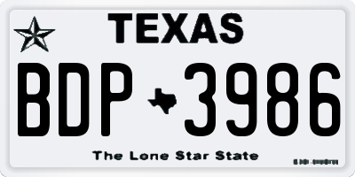 TX license plate BDP3986