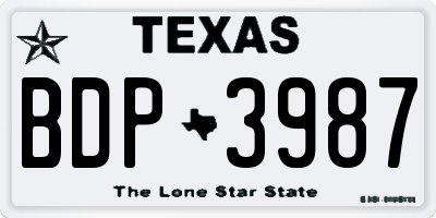 TX license plate BDP3987