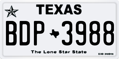 TX license plate BDP3988