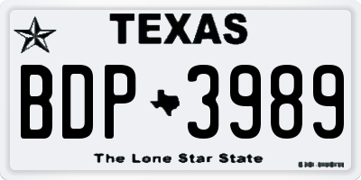 TX license plate BDP3989