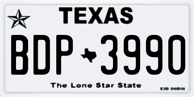 TX license plate BDP3990