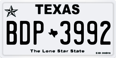 TX license plate BDP3992