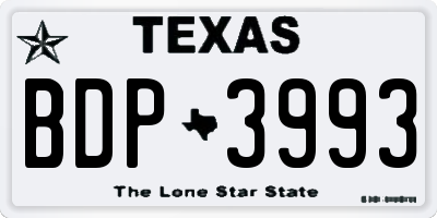 TX license plate BDP3993