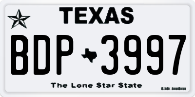 TX license plate BDP3997