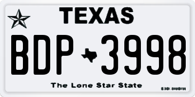 TX license plate BDP3998