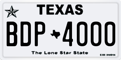 TX license plate BDP4000
