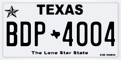 TX license plate BDP4004