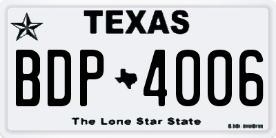 TX license plate BDP4006