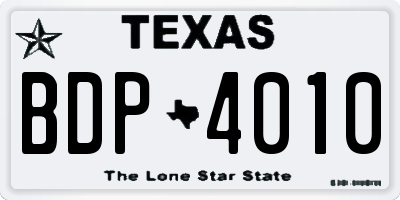 TX license plate BDP4010