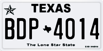 TX license plate BDP4014