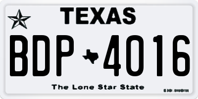 TX license plate BDP4016