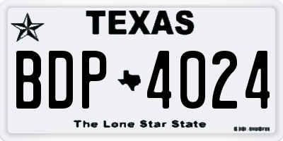 TX license plate BDP4024