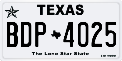 TX license plate BDP4025