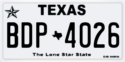 TX license plate BDP4026
