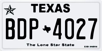 TX license plate BDP4027