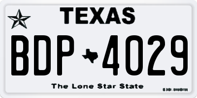 TX license plate BDP4029