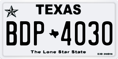 TX license plate BDP4030