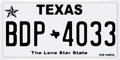 TX license plate BDP4033