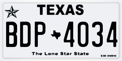 TX license plate BDP4034
