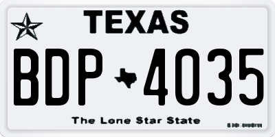 TX license plate BDP4035