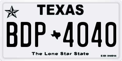 TX license plate BDP4040
