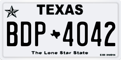 TX license plate BDP4042