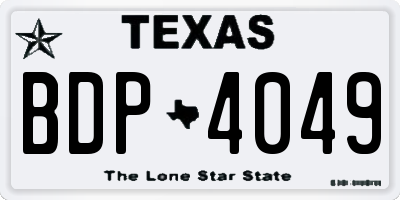 TX license plate BDP4049