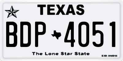 TX license plate BDP4051