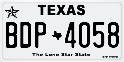 TX license plate BDP4058